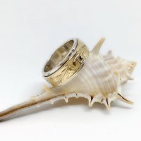 14k gold & silver(8mm幅) Flat ring 