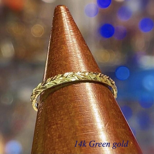 14k Green gold  マイレの彫り模様