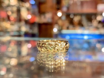 画像1: 14k gold Barrel 6mm ring 