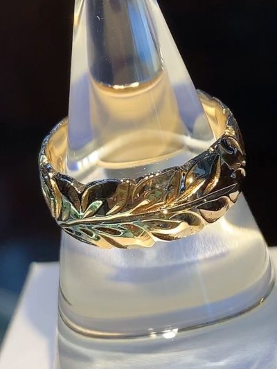 画像1: 14k gold cut out (barrel ) 8mm ring 