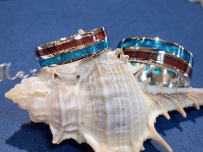 画像3: Koa wood & Blue opal ring