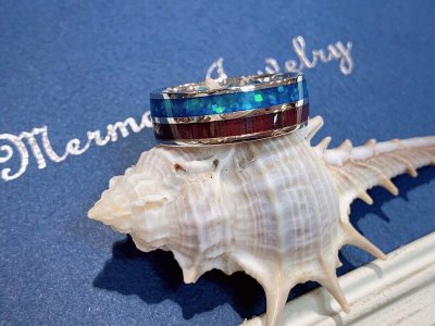 画像2: Koa wood & Blue opal ring